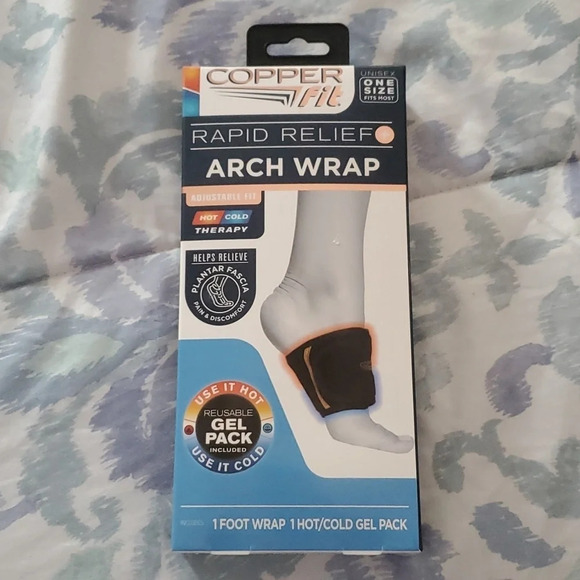 Copper Fit Rapid Relief Arch Wrap Plantar Fascia Pain Hot & Cold Therapy - Picture 1 of 6